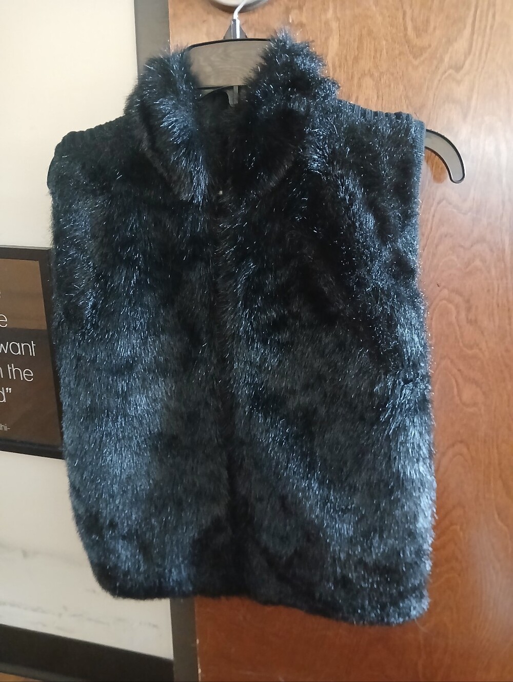 NWOT/ KIKIT black faux fur sweater vest